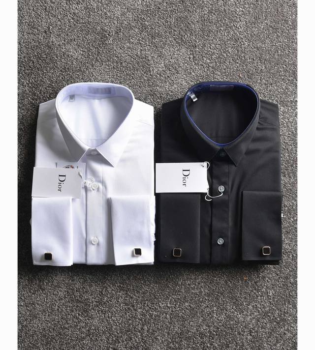 迪奥 Dior全新发布 撞布提花法式袖扣衬衫 礼服专用款 男士过年年会必备单品 高大上 Smlxlxxl